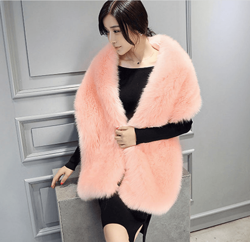 women's faux fox fur collar scarf shawl - MRSLM