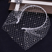 rhinestone veil mesh headband, view 3 - MRSLM
