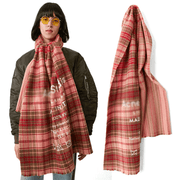 rainbow plaid wool blend scarf, view 5 - MRSLM