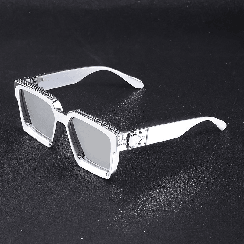 diamond-studded big square sunglasses, view 15 - MRSLM