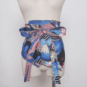 Women's wide waist belt in blue abstract print - MRSLM