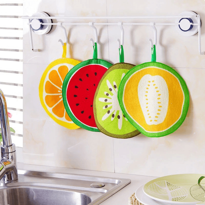Honana 4Pcs Fruit Pattern Towel Absorbent Cloth Kitchen Towel Handkerchief Quick-Dry Cleaning Rag Dish Cloth Wiping Napkin - MRSLM