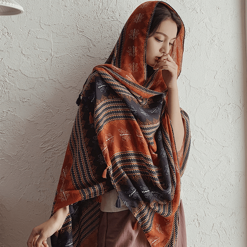 Ethnic style oversized scarf, view 4 - MRSLM
