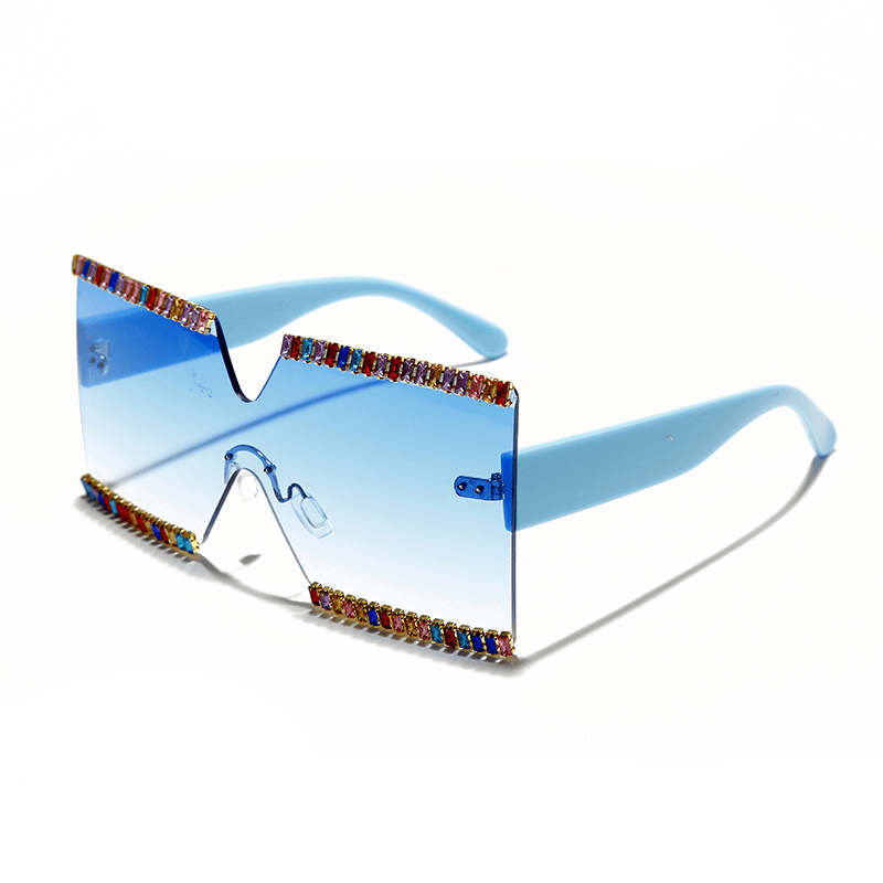 large frame rhinestone sunglasses, view 3 - MRSLM