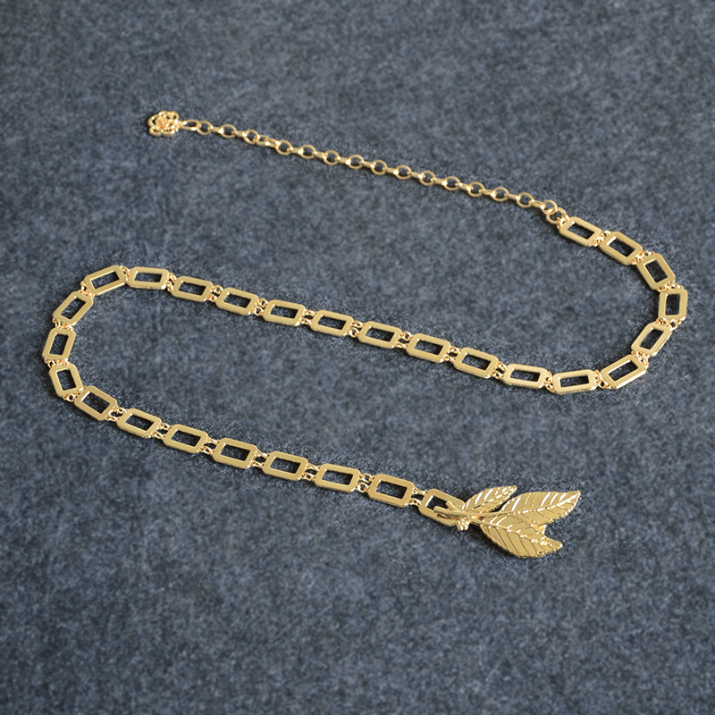 Women's metal leaf waist chain, view 4 - MRSLM