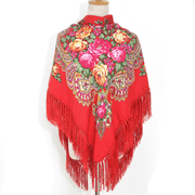 Folk style floral rayon scarf, view 2 - MRSLM