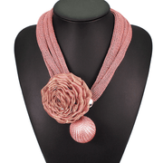 Large imitation pearl pendant lace necklace, view 2 - MRSLM