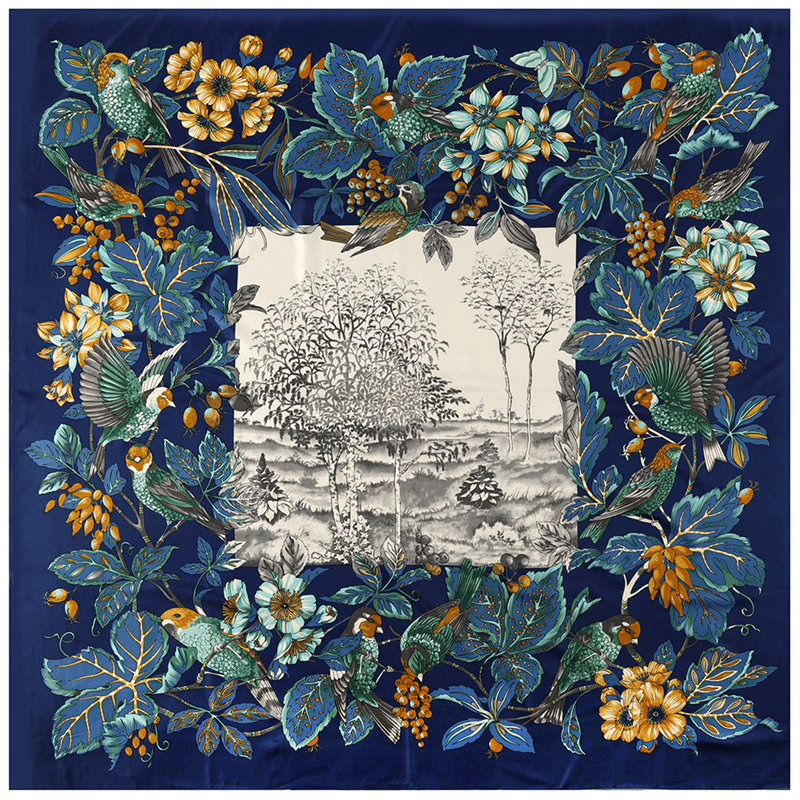 flower and bird twill scarf - MRSLM