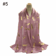gold leaf print scarf turban shawl, view 7 - MRSLM