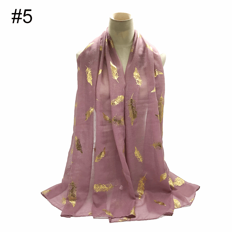 gold leaf print scarf turban shawl, view 7 - MRSLM