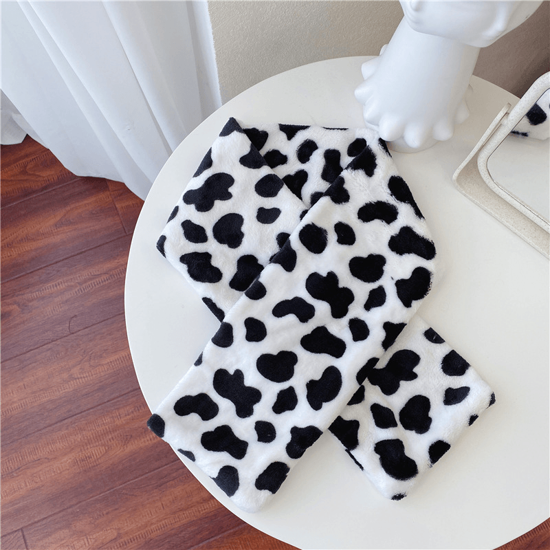 cute cow plush scarf, view 4 - MRSLM