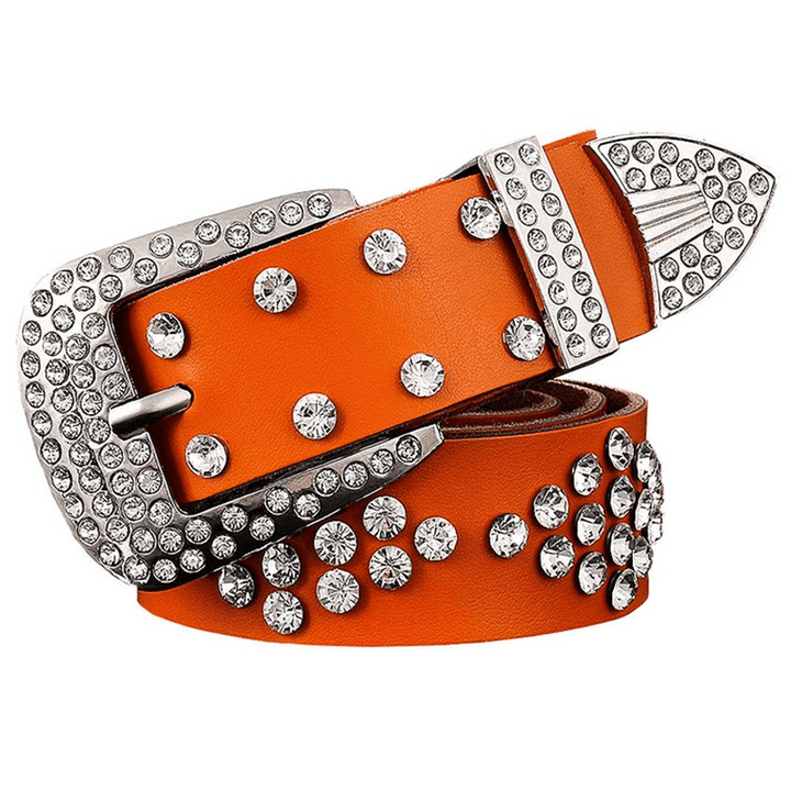 Leather Diamond Box Inlaid with Rhinestones Foreign Trade Ladies Pin Buckle Diamond Belt - MRSLM