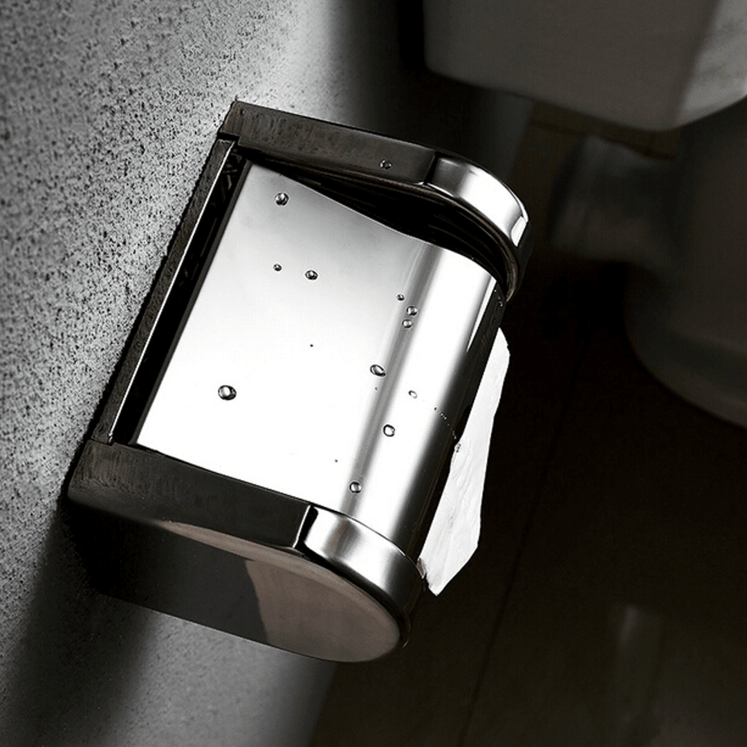 Stainless Steel Chrome Toilet Bathroom Wall Mounted Roll Paper Shelf Holder Tissue Box Holder - MRSLM