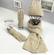 solid color hat scarf glove set - MRSLM