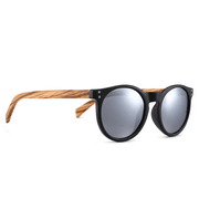 round frame bamboo wood polarized sunglasses, view 3 - MRSLM