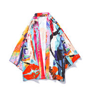 Loose kimono-style graffiti robe coat - MRSLM