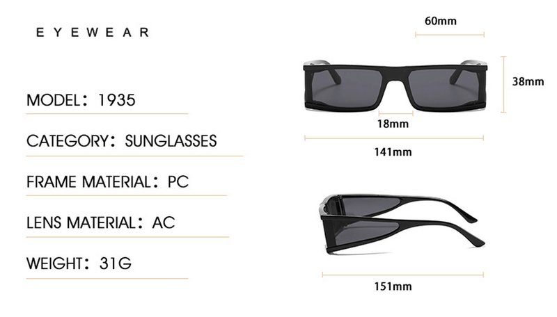 punk series retro square sunglasses, view 7 - MRSLM