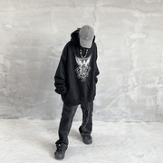 Hip Hop Angel Print Hooded Pullover Sweatshirt - MRSLM