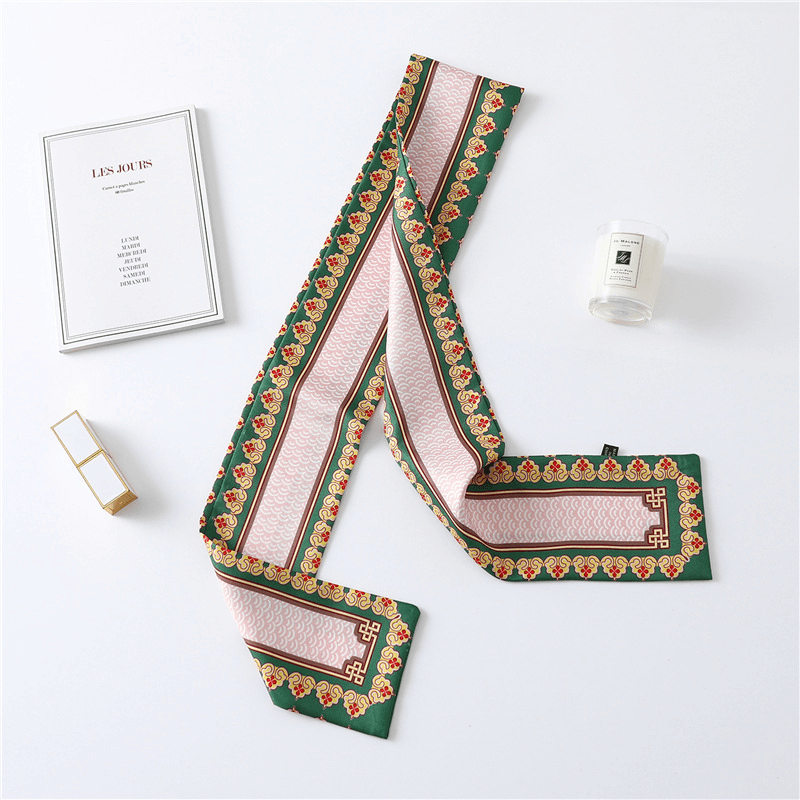 narrow long silk scarf, view 15 - MRSLM