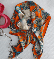 cashew vine satin square scarf, view 3 - MRSLM