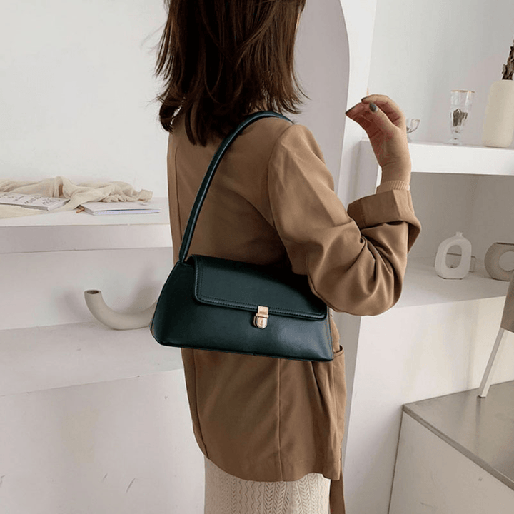 Women Solid Casual Shoulder Bag Handbag - MRSLM