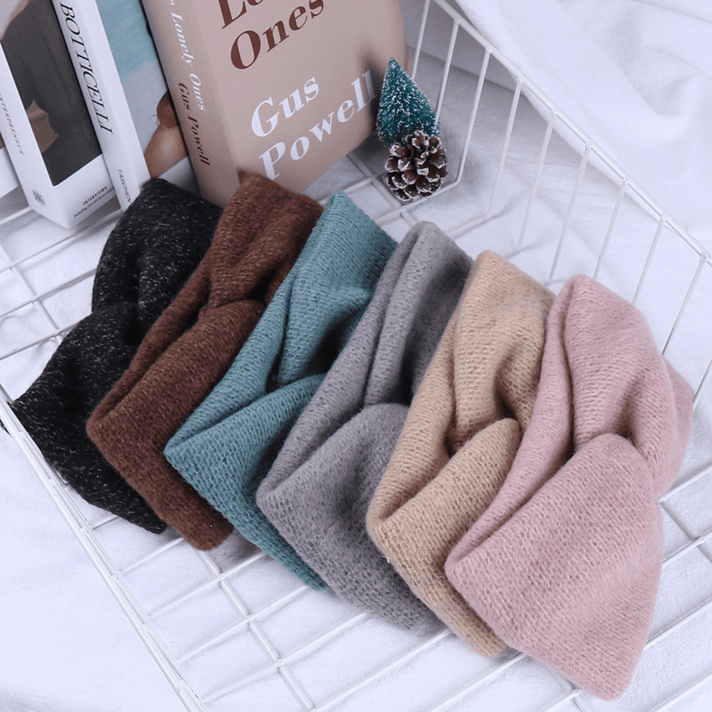 wide cross knitted bowknot headband - MRSLM