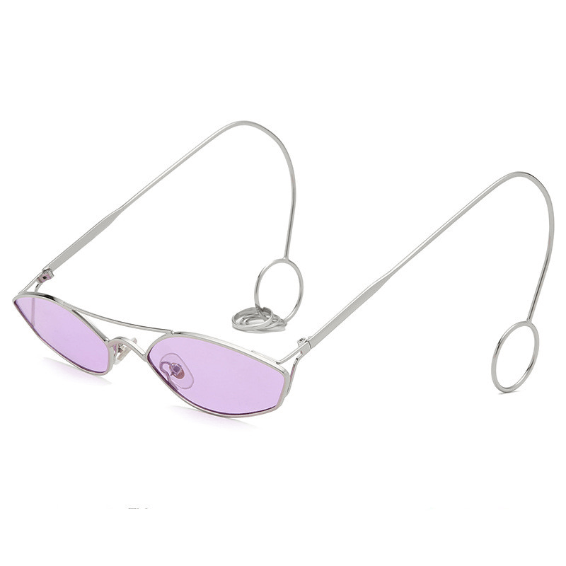 Pendant Punk Sunglasses Metal Earrings Hip Hop Men and Women Street Shooting Flat Lens