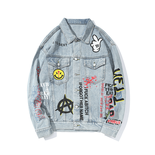 graffiti print lapel jacket - MRSLM