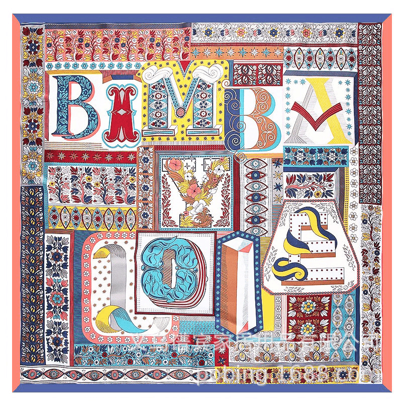 flower and bird twill scarf, view 6 - MRSLM
