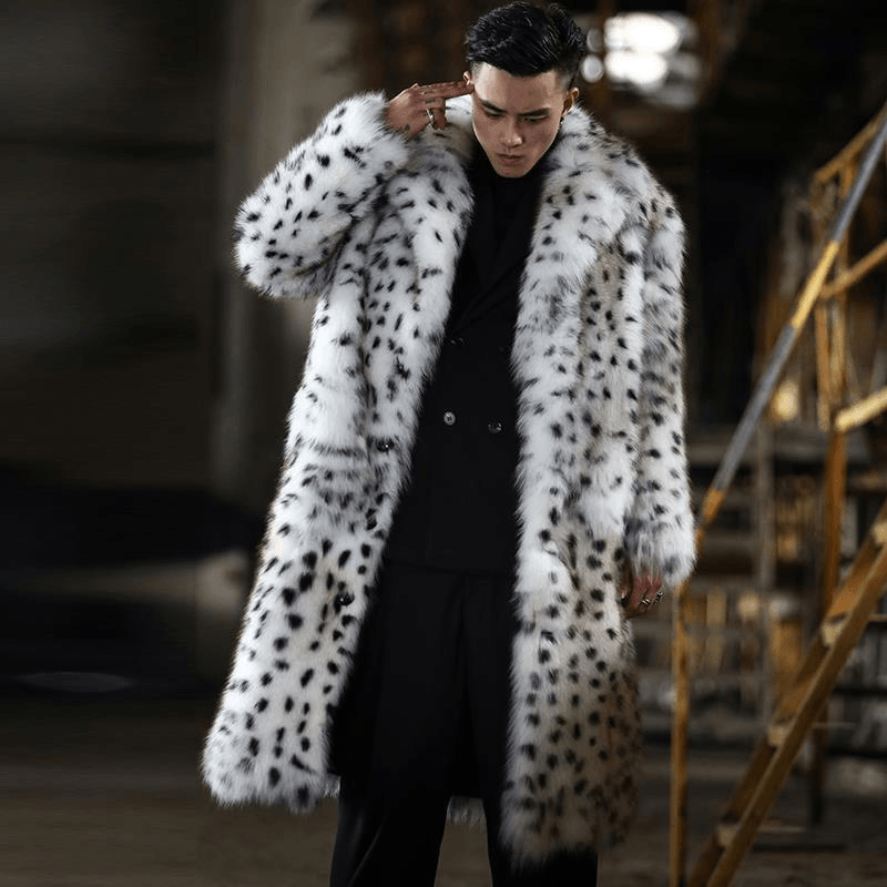 men's long faux fur coat, view 5 - MRSLM
