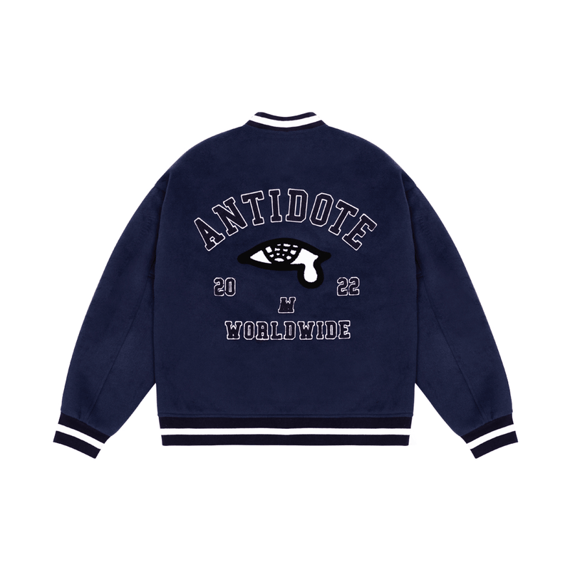 royal blue towel embroidered baseball jacket, view 4 - MRSLM
