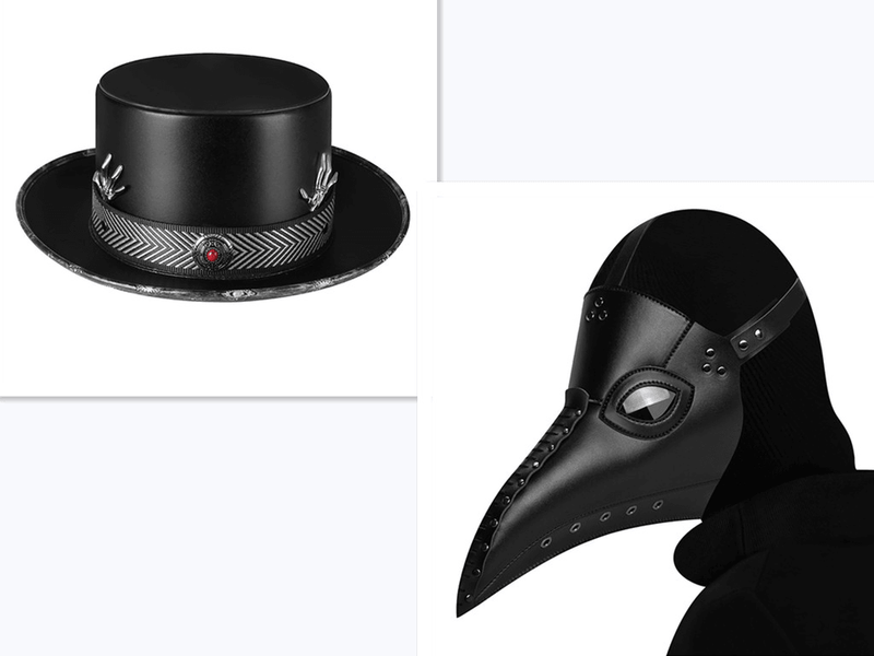 PU leather plague doctor top hat, view 7 - MRSLM