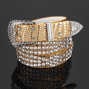 women's diamond-studded rivet alloy belt, view 5 - MRSLM