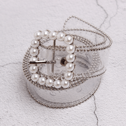 transparent belt with pearl buckle, view 5 - MRSLM