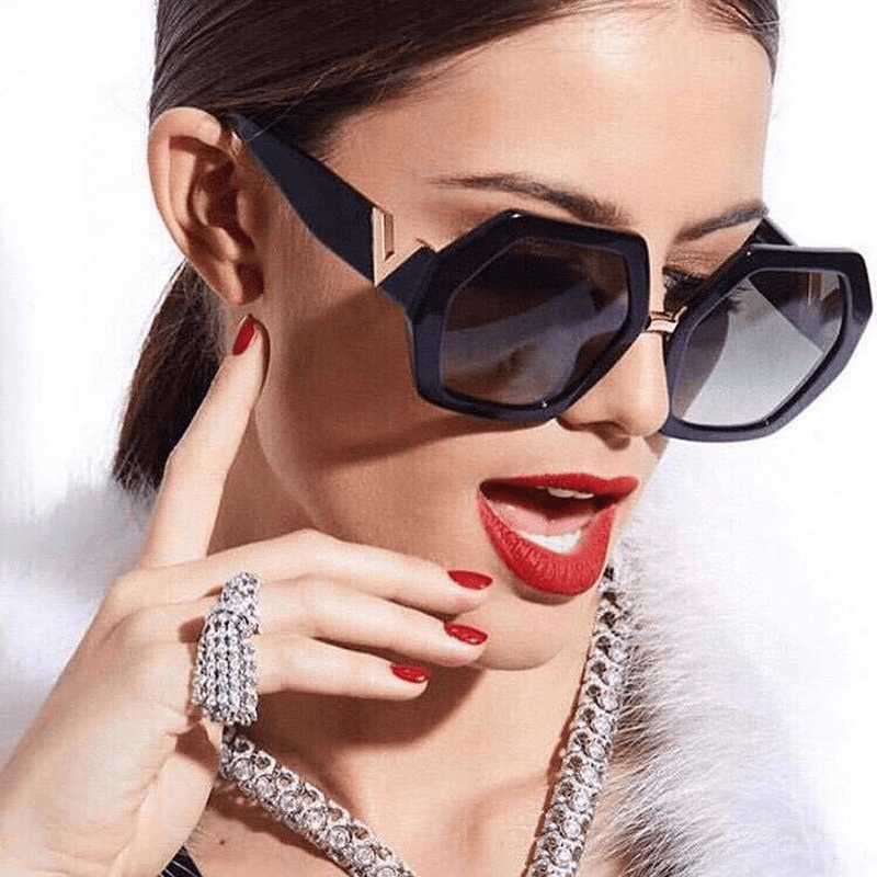Polygonal big frame metal sunglasses, view 8 - MRSLM