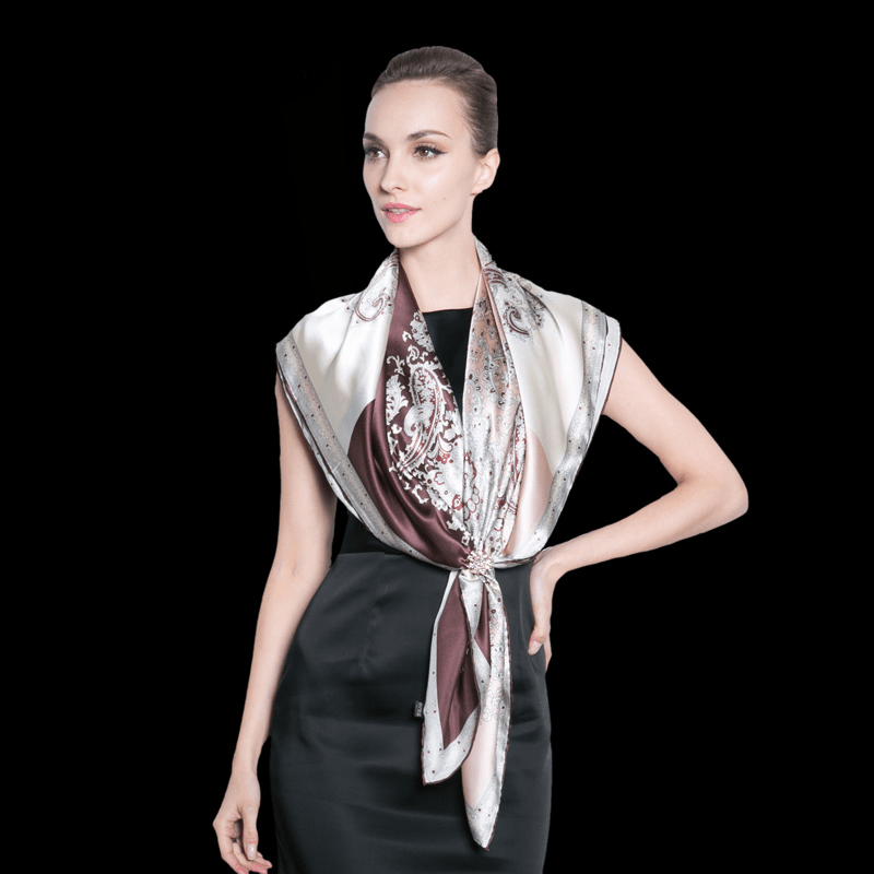 ladies printed silk scarf, view 7 - MRSLM