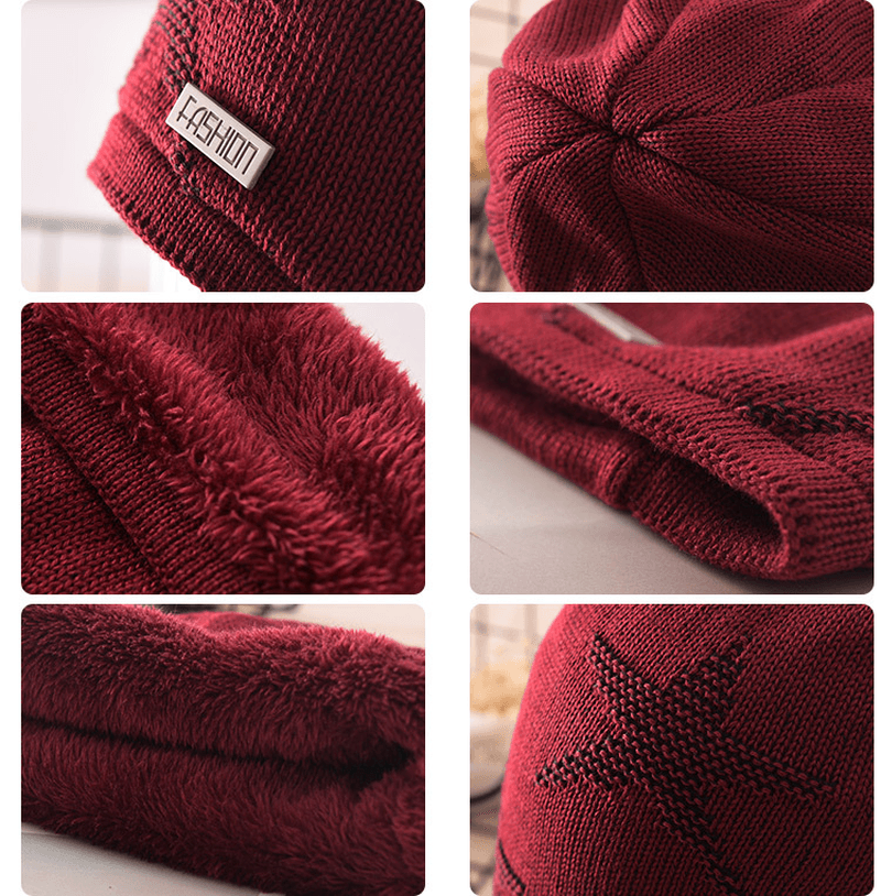 Men'S Knitted Woolen Thick Warm Toe Cap Sports Cap - MRSLM