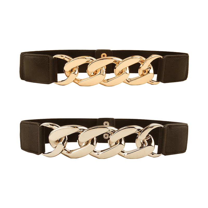 Women's gold silver waist belt, view 3 - MRSLM