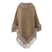 pure color knitted cape shawl, view 9 - MRSLM