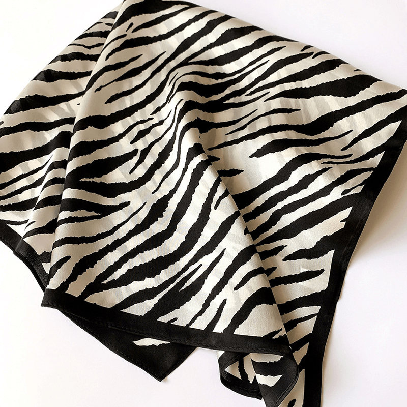 women's striped silk small square scarf, view 5 - MRSLM