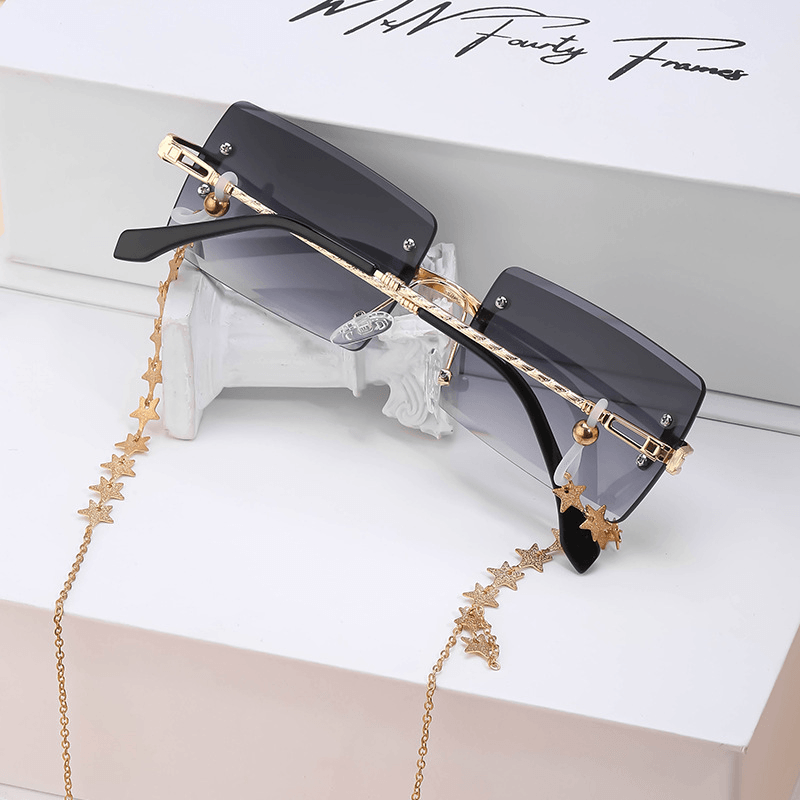 Women's Rimless Diamond Cut Chain Sunglasses