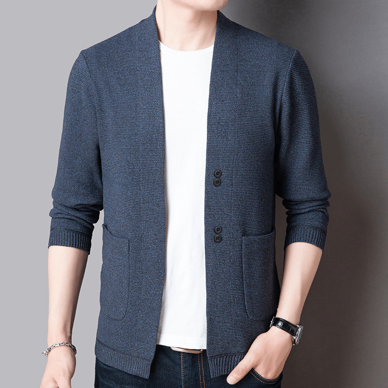 Pure Color Sweater Jacket Men'S Autumn Thin Section - MRSLM