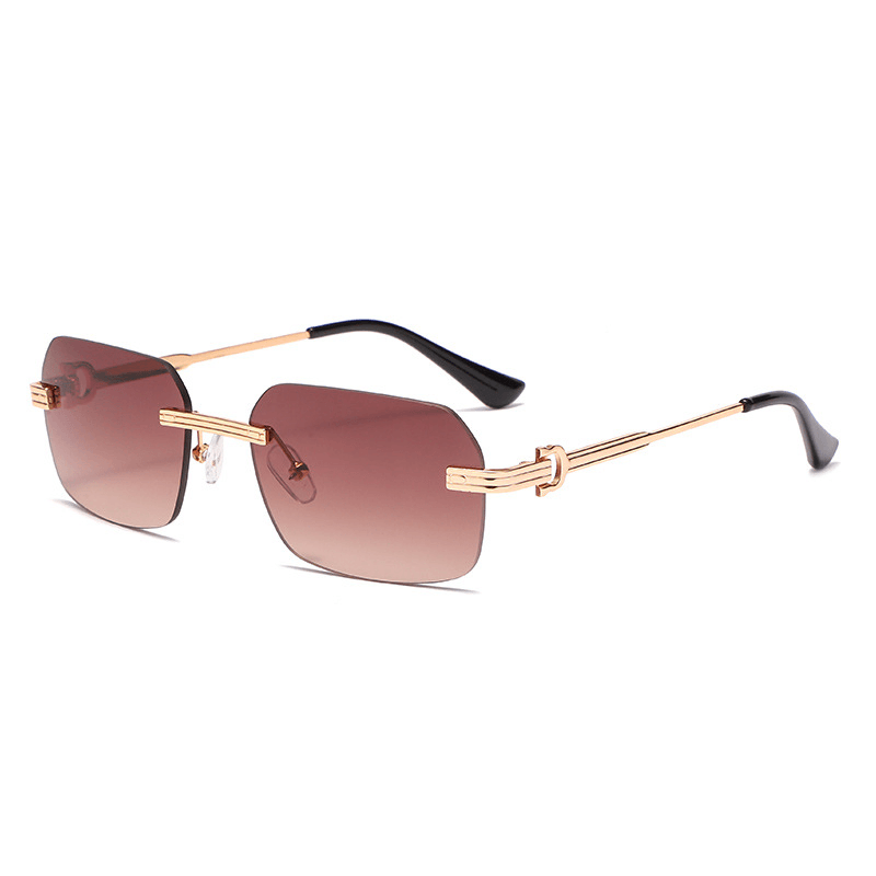 Frameless crystal cut square sunglasses, view 8 - MRSLM