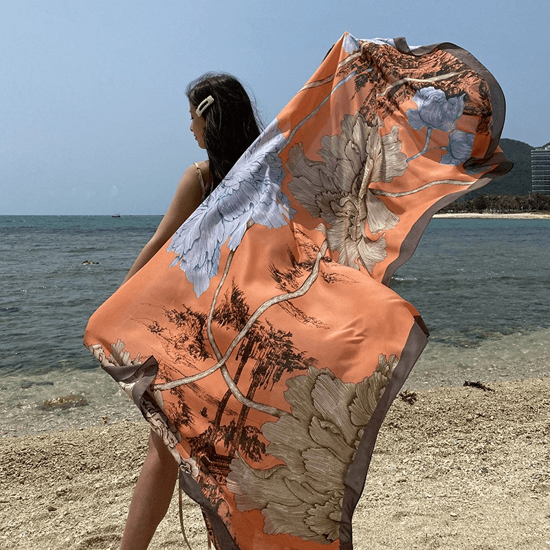 women's large faux silk scarf, view 2 - MRSLM