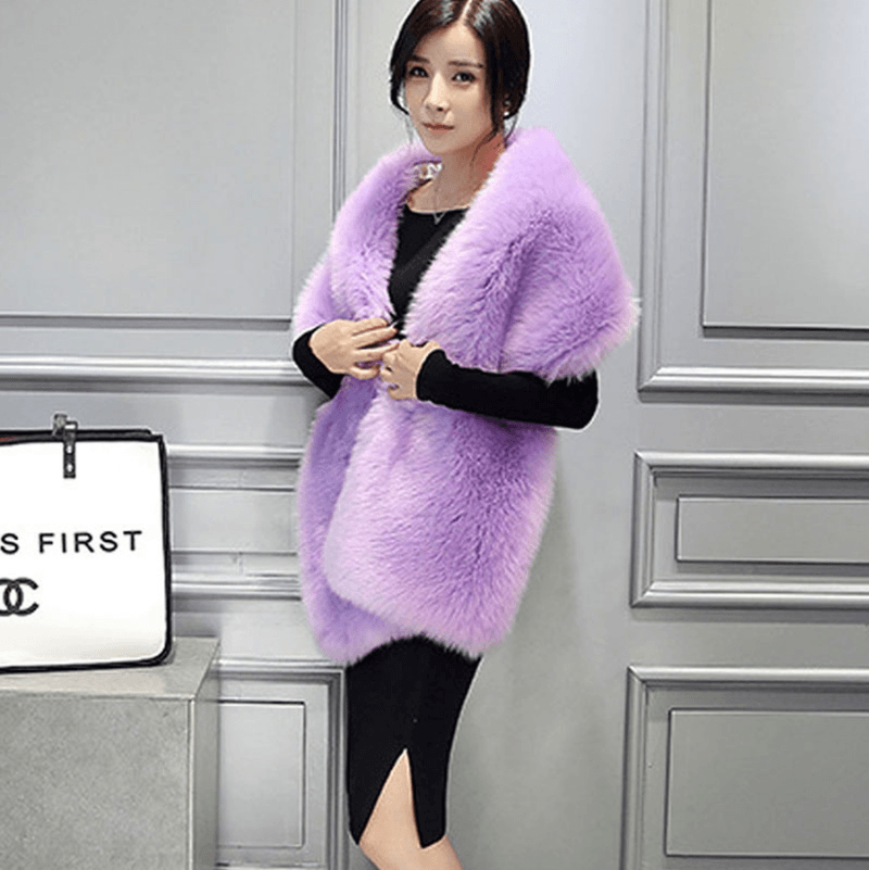 women's faux fox fur collar scarf shawl, view 11 - MRSLM
