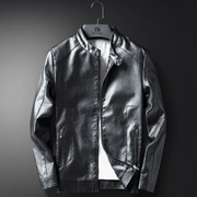 Men's warm slim PU leather jacket, view 5 - MRSLM