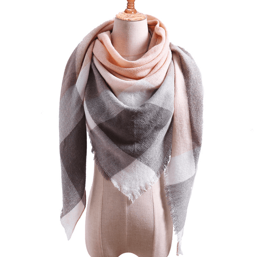 imitation cashmere triangle scarf with grid print - MRSLM