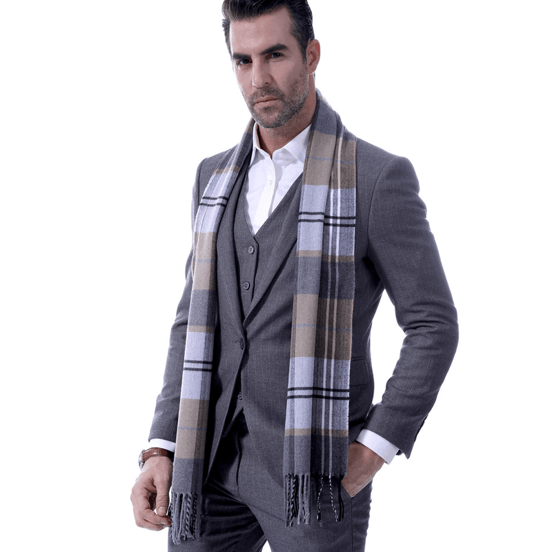 men's extra long grid scarf - MRSLM