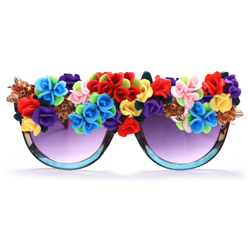 Large Frame Fashion Sunglasses with Hand-Applied