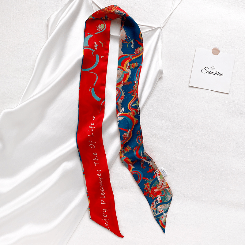 cat ink painting artificial silk long scarf, view 5 - MRSLM